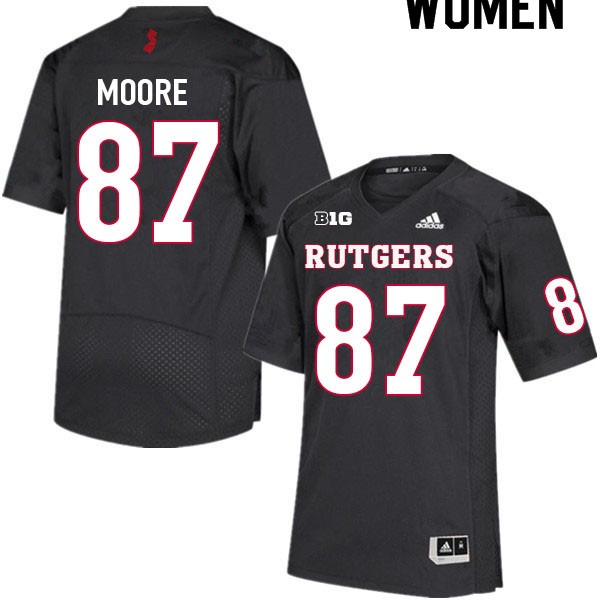 Women #87 Tahjay Moore Rutgers Scarlet Knights College Football Jerseys Sale-Black